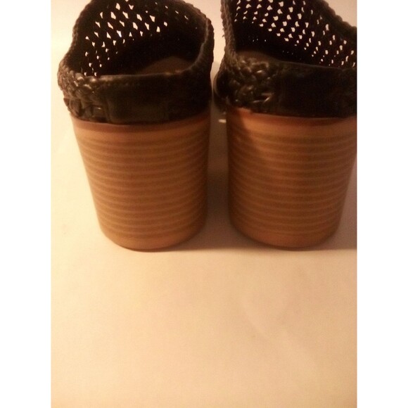 Time And Tru Black Woven Mesh Block Heel Mules Size 8.5 Slip on Backless Shoes - Picture 2 of 5